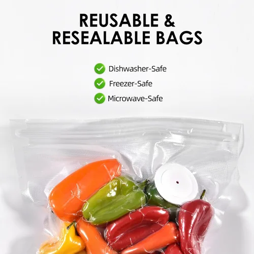 Miniatura 4 de Bolsas reutilizables selladoras al vacío para alimentos, 15 bolsas pequeñas sin BPA (8 x 8 pulgadas), para almacenamiento de alimentos, congelador