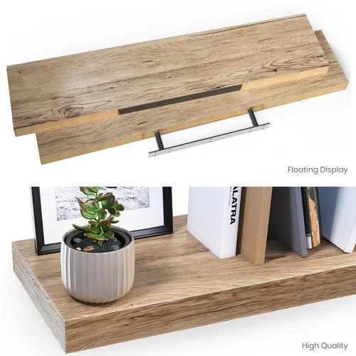 Miniatura 8 de Ballucci - Estantes flotantes, juego de estantes de pared de madera de 36" con soportes invisibles para baño, sala de estar, dormitorio, cocina