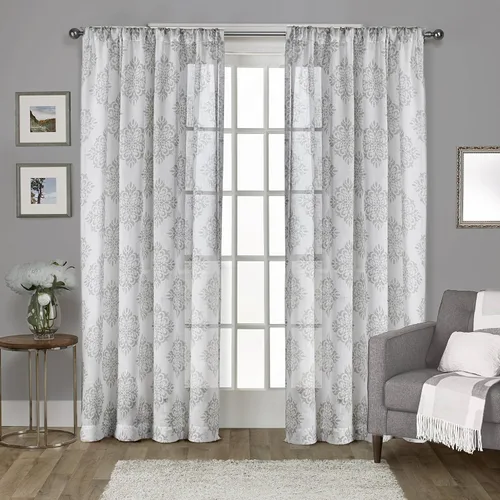 Miniatura 12 de Exclusive Home Nagano Medallion - Par de paneles de cortinas de lino belga con bolsillo para barra, 54 x 96 pulgadas, color gris paloma