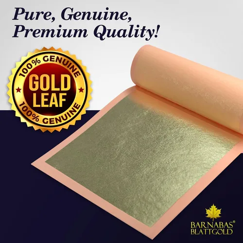 Miniatura 3 de BARNABAS BLATTGOLD Gold Leaf - Oro real de 21 quilates [25 hojas, 3.4 pulgadas] - Hojas sueltas para pintura, arte y manualidades Hoja suelta