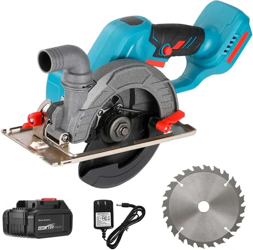 Sierra circular inalámbrica sin escobillas con batería de 4000 mAh, 6900 RPM, compacta y ligera, pequeña sierra circular para madera, metal suave,