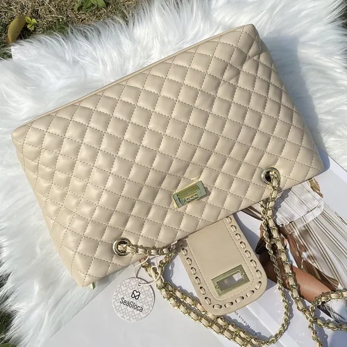 Miniatura 6 de Bolso grande acolchado de doble correa de 11.8 pulgadas13.4 pulgadas para mujer, bolso de mano Hobo (2 tamaños disponibles)
