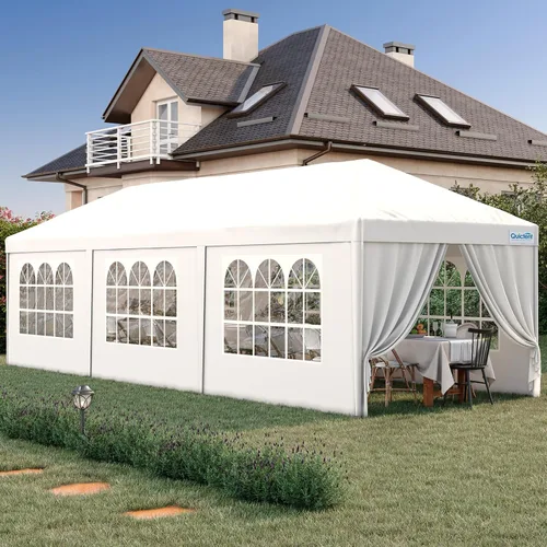Miniatura 5 de Quictent toldo para fiestas de 10 x 30 pies, carpa para bodas, cenador con paredes laterales extraíbles y elegante iglesia