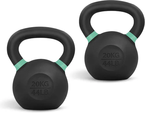 Miniatura 10 de Yes4All Powder Coated Kettlebell, Cast Iron Core Kettlebells with Non-Slip Handle & Flat Bottom for Conditioning, Heavy Duty for Strength Training
