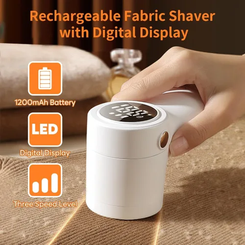 Miniatura 2 de coldSky - Afeitadora de tela, removedor de pelusa para ropa con 3 cuchillas reemplazables, afeitadora eléctrica de pelusa con pantalla digital