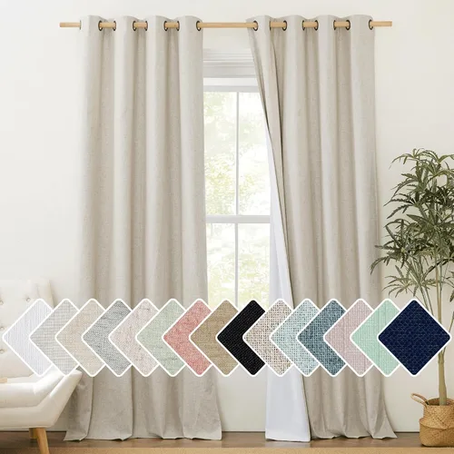 NICETOWN Cortinas de Ventana Grandes Estilo Granja Mantienen el Calor 108 pulgadas de Largo con Forros Aislantes Térmicos, 2 Paneles, 52" de Ancho,