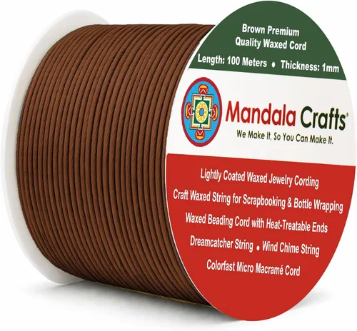 Miniatura 179 de Cuerda Mandala Crafts 0.03 pulgadas 109 yardas para hacer joyería, artesanía, macramé, cuerda de algodón encerado Negro