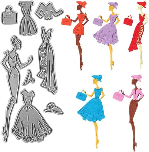 Troqueles de corte de vestido formal para dama, falda de mujer, bolsa de ropa, troquelados, plantillas de metal en relieve, molde de plantilla para