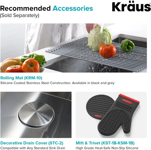 Miniatura 10 de Kraus KHU100-30-1610-53SS Standart PRO - Juego de fregadero de acero inoxidable y grifo de cocina, 30 pulgadas