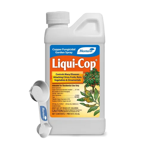 Monterey Spray de jardín fungicida de cobre incluido con cuchara medidora, controla enfermedades en cítricos, frutas, nueces, verduras y