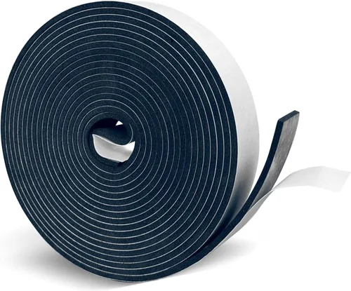 Burlete de espuma negra de 1 pulgada de ancho x 1/4 de pulgada de grosor, cinta aislante de espuma de celda cerrada con autoadhesivo, burlete de una