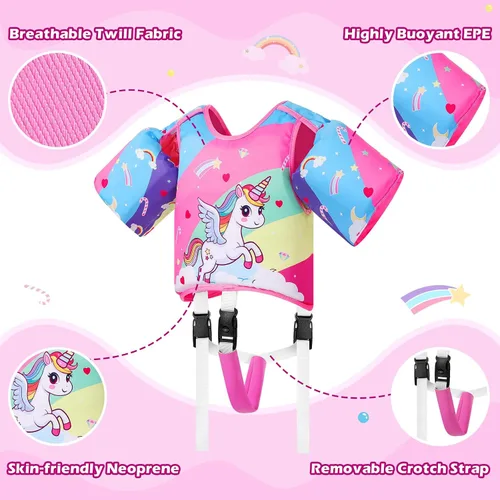 Miniatura 4 de MoKo Chaleco de natación para niños pequeños, chaqueta de natación de dibujos animados para niños que pesan de 22 a 66 libras, flotadores para niños