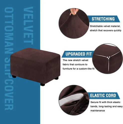 Miniatura 3 de H.Versailtex. - Funda de terciopelo elástico ajustable, rectangular, para taburete o caja de almacenamiento,1 pieza, elástica, ajustable