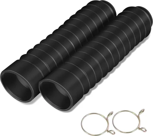 Cubierta de horquilla de motocicleta, cubierta de goma para amortiguador, protectores de horquilla delantera 8.071x1.654 in, 1 par (negro)