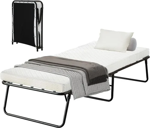 Miniatura 6 de Treaton, Cama plegable plegable de 16 pulgadas con colchones de espuma viscoelástica de 5 pulgadas, marco plegable de metal resistente, totalmente