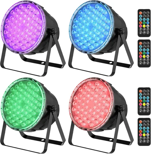 Miniatura 10 de BETOPPER - Luces par con control remoto, 54 x 3 W LED RGB 3-en-1 luces de escenario DMX luces de DJ, luces estroboscópicas y de lavado de brillo