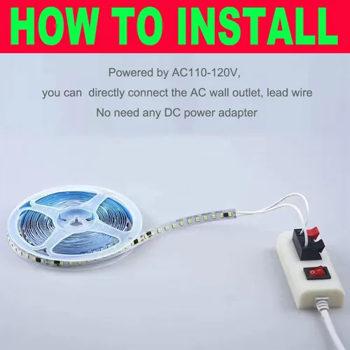 Miniatura 8 de Tira de luces LED AC110-130V, regulable, 10,000 lúmenes, 16.4 pies, SMD 2835, 600 LED, impermeable, IP44, tira de cinta, más brillo que las tiras