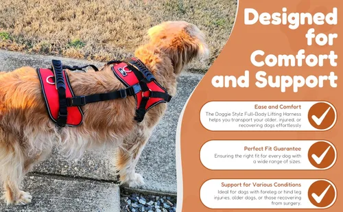 Miniatura 4 de Doggie Stylz Arnés Chaleco Multifuncional de Levantamiento de Cuerpo Completo para Perros, Diseñado para Levantamiento Solo Frontal, Solo Trasero