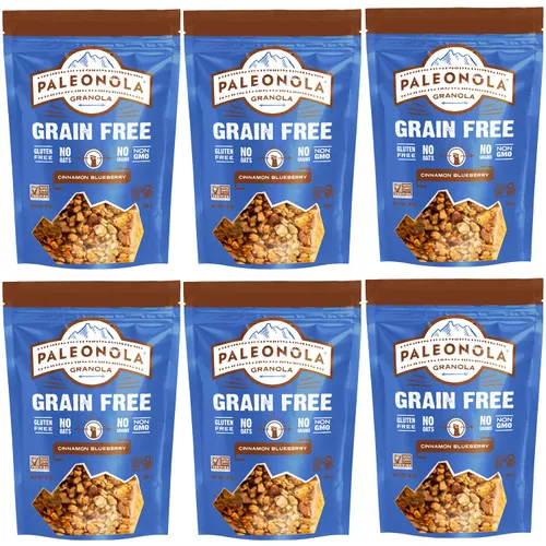 Paleonola Granola sin granos de canela y arándanos, bolsa resellable de 10 onzas (paquete de 6) – Granola paleo sin grano mezclada con coco seco y