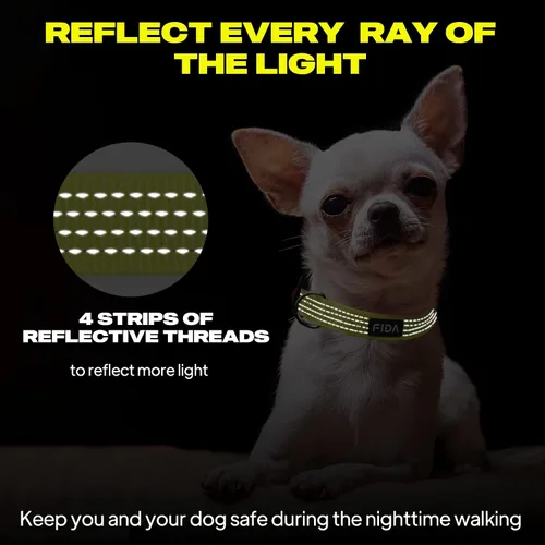 Miniatura 3 de Fida Collar reflectante para perro, collares de nailon para perros con colores neón para perros pequeños, medianos y grandes, de alta visibilidad