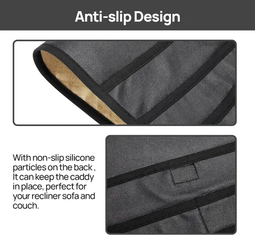 Miniatura 3 de Teniux Soporte para Control Remoto de Cuero Sintético Organizador de Reposabrazos con 6 Bolsillos para sillón reclinable sofá, Organizador de Sillón