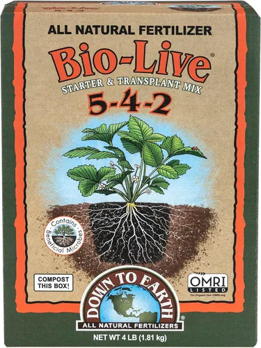 Down To Earth All Natural Fertilizers Organic Bio-Live Starter & Transplant Mix con hongos micorrícicos y microbios benéficos para alimentos