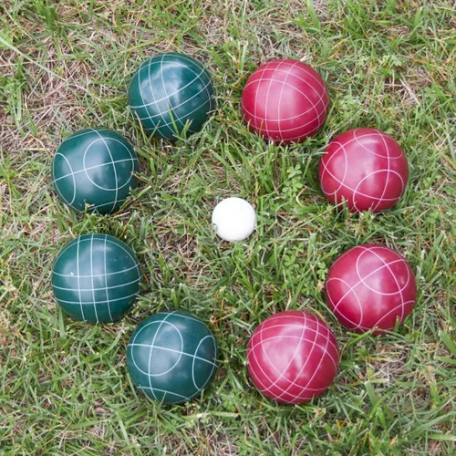 Miniatura 5 de Trademark Games Juego de bochas tamaño reglamentario – Juego de césped para patio trasero o playa – Incluye bolas de bochas rojas y verdes, palino