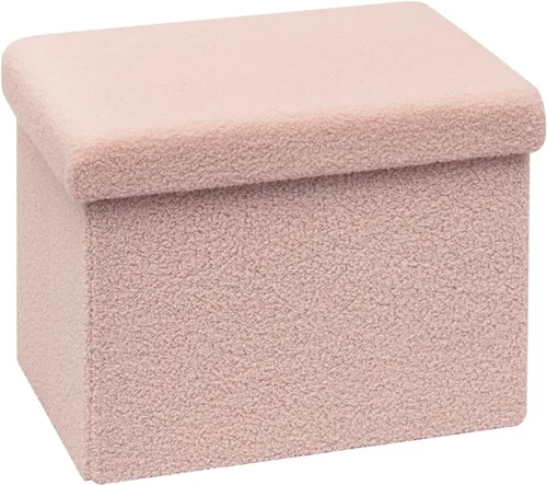 Miniatura 10 de B FSOBEIIALEO - Otomana de almacenamiento en forma de cubo pequeña, reposapiés de Sherpa, otomanas plegables portátiles de bouclé, piel sintética
