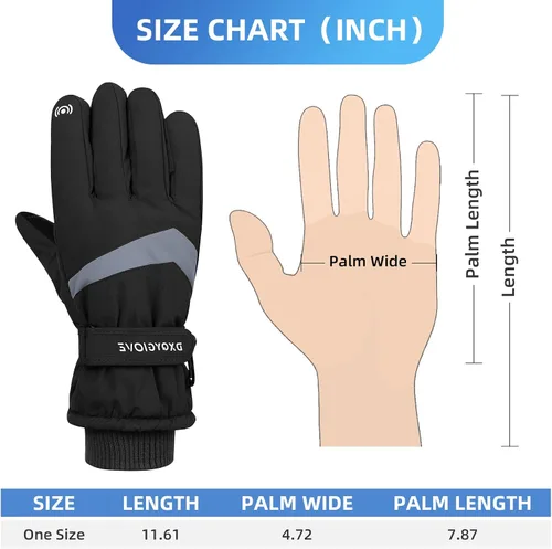 Miniatura 7 de Guantes de esquí para hombre, guantes de invierno impermeables para pantalla táctil, guantes de nieve cálidos, guantes de snowboard para hombre