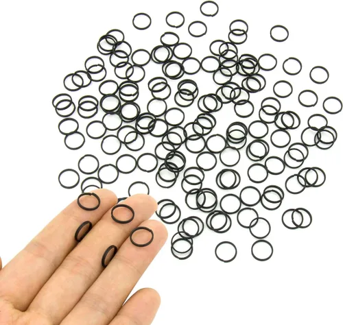 200 piezas de mini anillo de salto dividido de 0.394 pulgadas con doble bucles, pequeños anillos redondos de metal negro, conectores para hacer