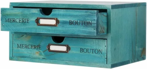 Miniatura 8 de Caja de almacenamiento de madera, organizador de escritorio rústico con 3 cajones, accesorios de escritorio de oficina, estante grande