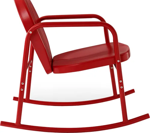 Miniatura 11 de Crosley Furniture Griffith - Juego de 2 mecedoras de metal retro para exteriores, para porche, terraza, balcón, patio trasero, rojo brillante