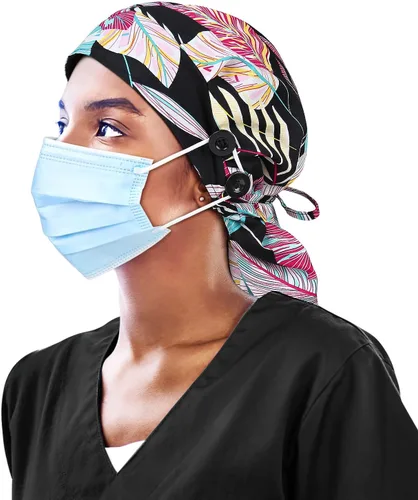 Miniatura 17 de Gorro de trabajo forrado de satén con botón para mujeres de cabello largo