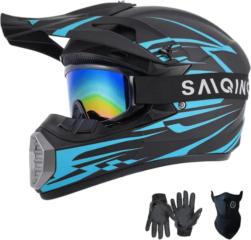 Miniatura 13 de SanQing - Casco de motocross para jóvenes y niños, casco integral para motocicleta de cara completa para bicicleta de tierra ATV cuatrimoto MX