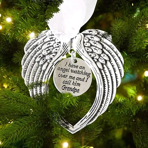 Miniatura 3 de Adornos Colgantes Conmemorativos de Navidad Alas de Ángel, Regalos de Memoria Colgante "I Have a Angel Watching Over Me I Call Her Aunt", Regalo