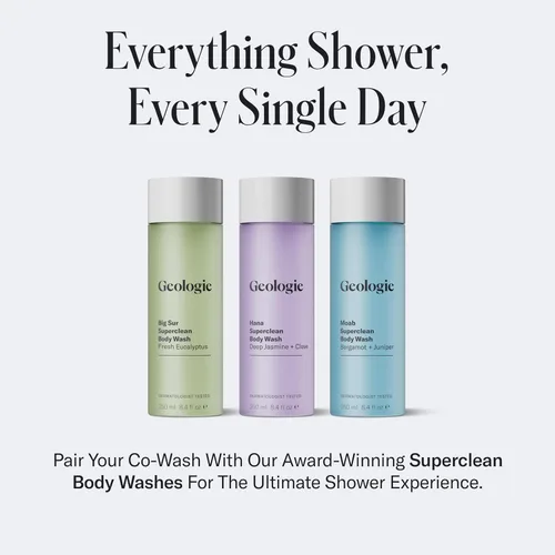 Miniatura 6 de Geologie Smoothing Hair Co-Wash Limpiador 4 en 1, acondicionador, máscara y suero Aceite de aguacate, aceite de coco, escualano y fórmula