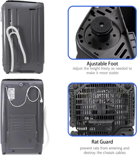 Miniatura 2 de Anukis Lavadora totalmente automática, capacidad de 13 libras, lavadora compacta con bomba de drenaje, 10 programas de lavado y 8 niveles de agua