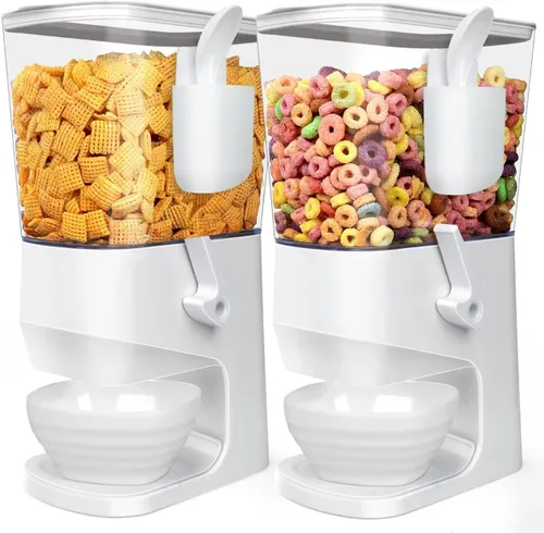 Miniatura 11 de Dispensador de cereales para encimera con cuencos y cucharas, contenedores de cereales para almacenamiento en despensa, organizador de aperitivos