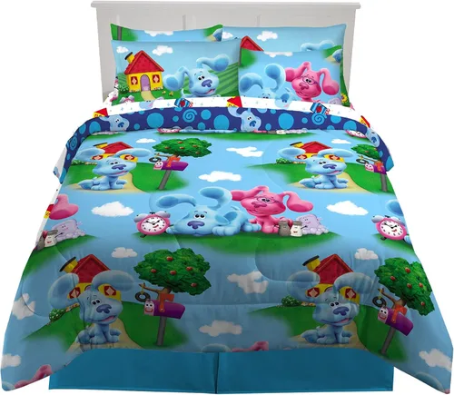 Franco - Juego de edredón y sábanas supersuaves con funda, para niños, 7 piezas, tamaño matrimonial, Las pistas de Blue