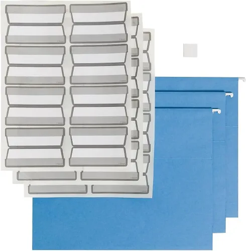 Smead Carpeta colgante con ProTab borrable, pestañas borrables de corte 1/3, posición ajustable, tamaño carta, azul, 20 por caja, borrador incluido
