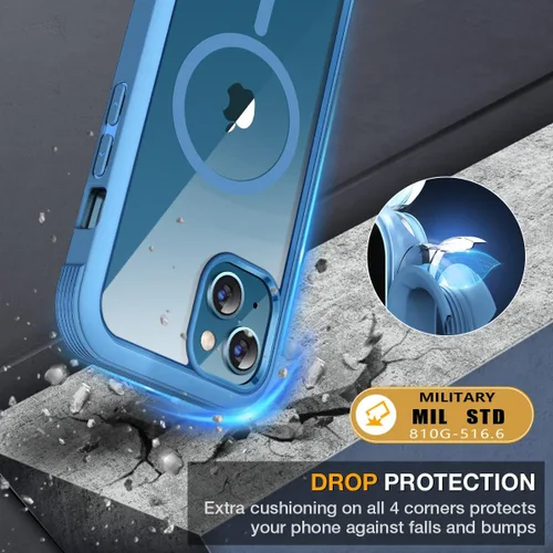 Miniatura 7 de Miracase Funda para iPhone 13 de 6.1 pulgadas, [sin burbujas] funda de teléfono de cuerpo completo con pantalla de vidrio completa integrada, sin