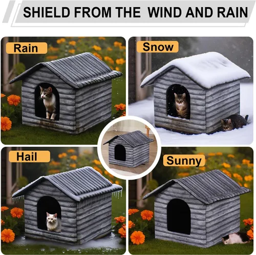 Miniatura 5 de Casa para Gatos de Exterior Casa para Gatos para Uso en Exteriores e Interiores - Refugio Impermeable para Gatos, Perros y Animales Ferales