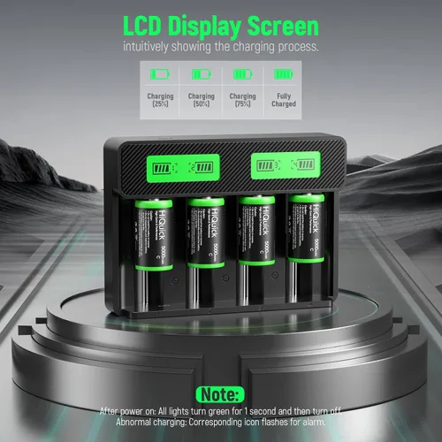 Miniatura 5 de HiQuick Baterías C recargables con cargador, cargador de batería universal LCD de 4 bahías para baterías Ni-MH Ni-CD AA AAA C D de 1.2 V