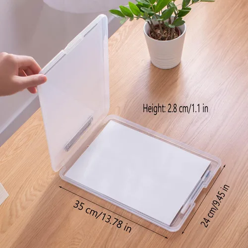 Miniatura 3 de SAYEEC Caja de almacenamiento de portapapeles A4, soporte de papel de plástico portátil con clip para placas, organizador de archivos multifuncional
