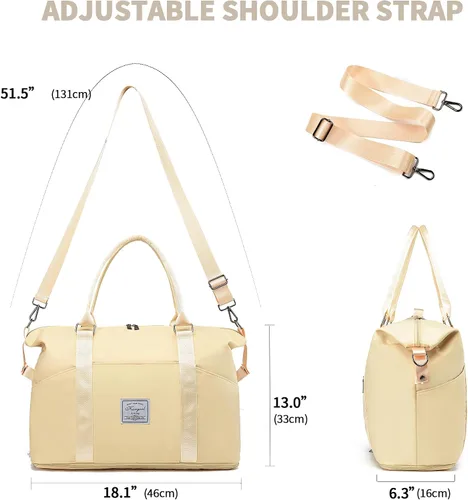 Miniatura 12 de Bolsa de gimnasio con bolsillo húmedo, bolsa de viaje plegable para mujer, bolsa de viaje impermeable para viajes, gimnasio, yoga