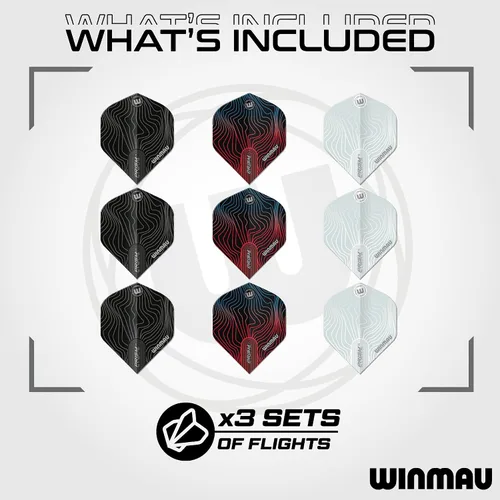 Miniatura 2 de WINMAU Prism Alpha Solar Design Dart Flight Packs - 3 sets per pack (9 flights in total)