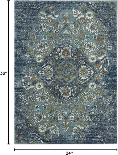Miniatura 2 de Luxe Weavers 4620 Marine 2x3 - Alfombra floral envejecida