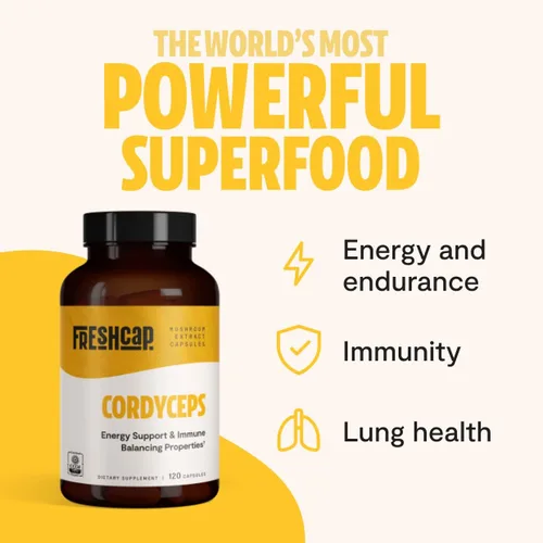 Miniatura 3 de FreshCap Mushrooms Paquete energético (cápsulas Cordyceps y cápsulas de complejo de hongos definitivos)