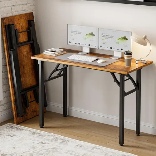 Miniatura 23 de Frylr Pequeño escritorio plegable para computadora, mesa portátil de 35.8 pulgadas para manualidades y estudio, escritorio ligero para espacios