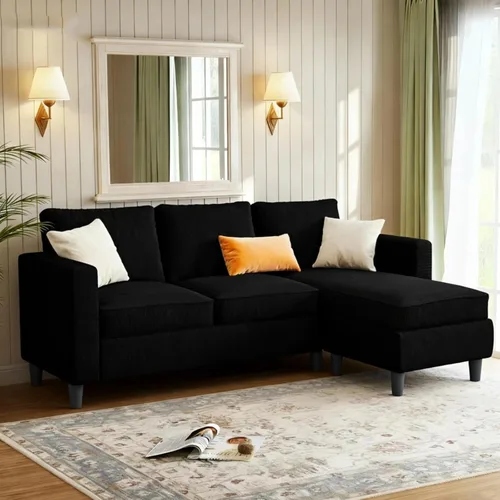 JAMFLY Sofá modular para sala de estar, sofá reversible de 3 plazas con otomana convertible, sofás modernos en forma de L para apartamentos